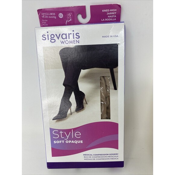 Sigvaris 841C Soft Opaque Knee High 15-20mmHg Compression Stockings Nude LL - Picture 1 of 5